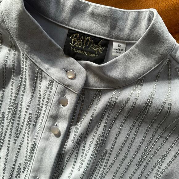 Bob Macke Wearable Art Blazer Sequin Gray Moleskin Jacket Vintage - Picture 9 of 10